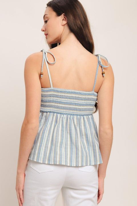 COASTAL DAY STRIP WOVEN TOP