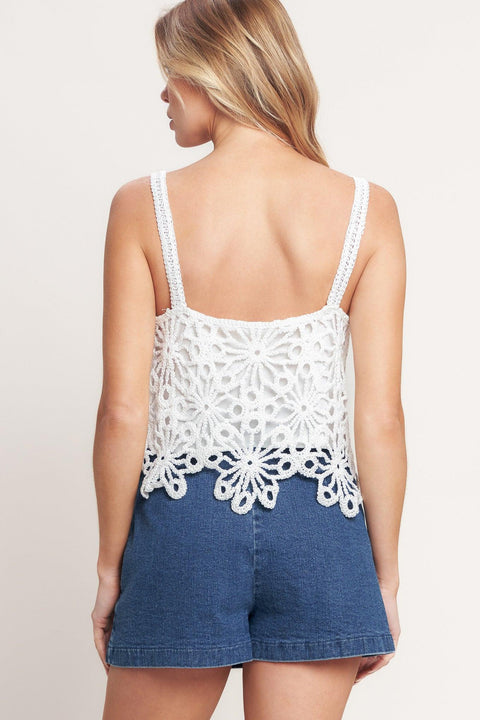 SUNLIT LACE STORY CROCHET LACE TOP