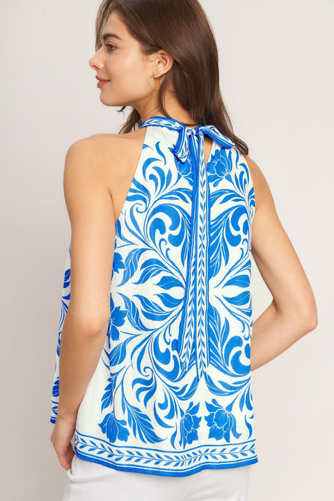 COASTAL CHARM HALTER WOVEN TOP