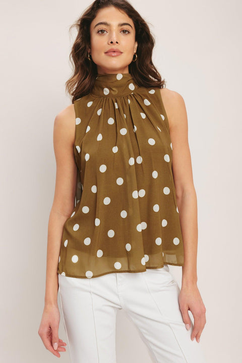 RETRO POP DOT WOVEN TOP