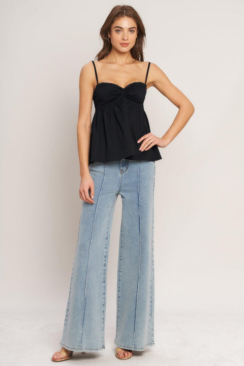 SLEEK TEMPTATION WOVEN TOP