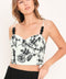 VINTAGE BOTANICAL WOVEN CROP BUSTIER TOP