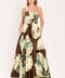 CREAM BOTANIC SWEEP WOVEN CROP TOP AND FULL SKIRT SET
