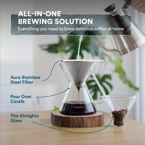 Pour Over Coffee Maker with Filter - 500ml/17oz