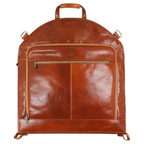 Italian Leather Garment Bag - Travels with Charley Cognac