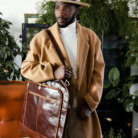 Italian Leather Garment Bag - Travels with Charley