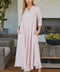 Italian Linen 3/4 Sleeve Maxi Dress - Blush Pink