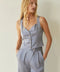 Ivanna Square Neck Satin Button Up with Flap Detail LIGHT BLUE