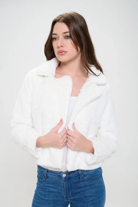 Ivory Flurry Fur Collar Jacket
