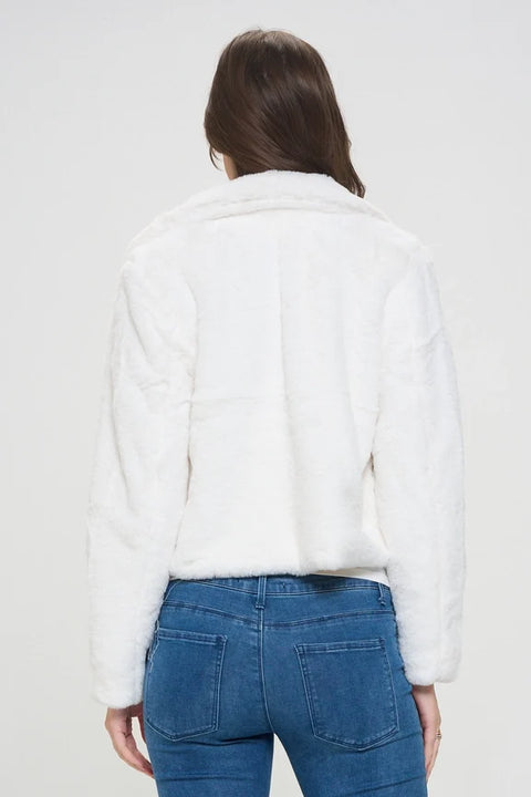 Ivory Flurry Fur Collar Jacket