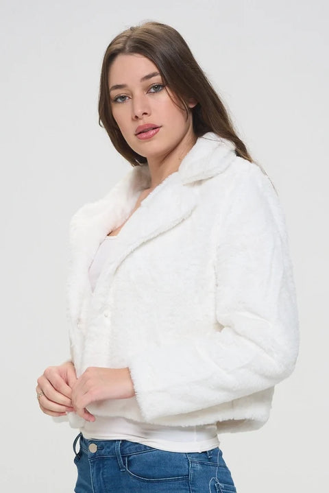 Ivory Flurry Fur Collar Jacket