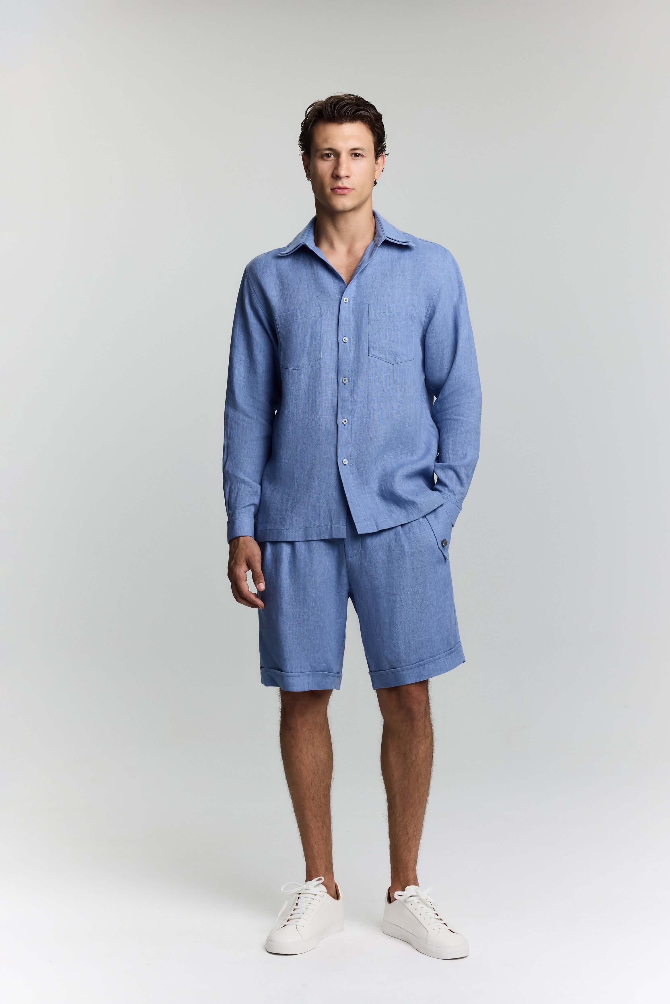 JENDUE Lucia Linen Shorts — High-Waisted
