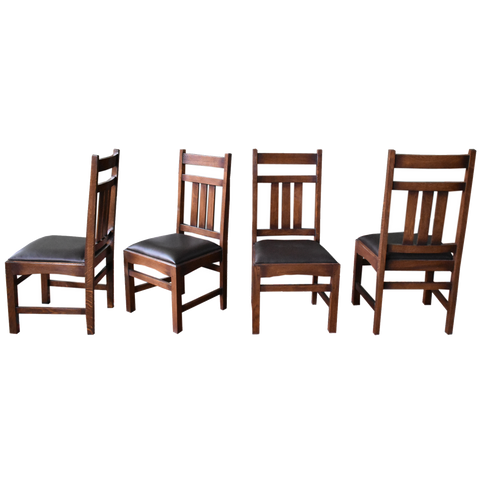 Set of 2 - Mission Oak & Leather Slat Back Dining Chair #401