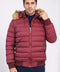 Fur Hooded Burgundy Men Down Coat - Wessi