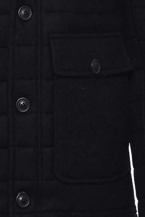 Bag Pocket Felt Hooded 4 Pocket Black Coat-Wessi