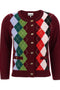 Ganni Burgundy Check Cardigan
