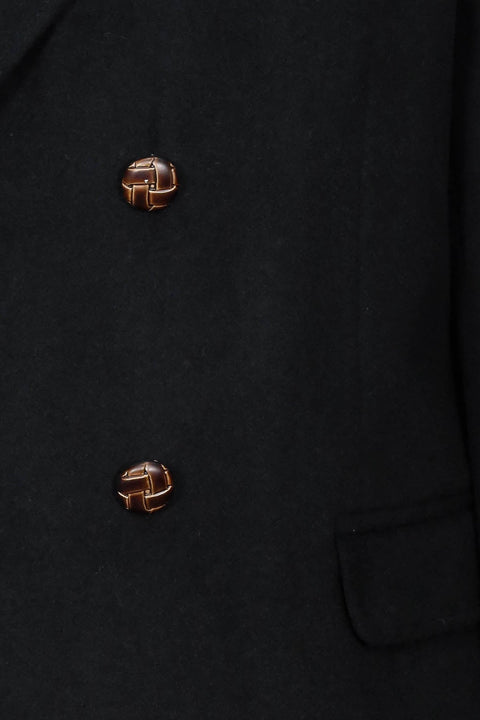 Mens Double Breasted Slim Fit Black Blazer - Wessi