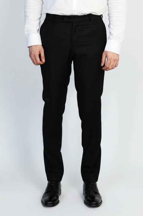Black Classic  Solid Fabric Trousers – Wessi