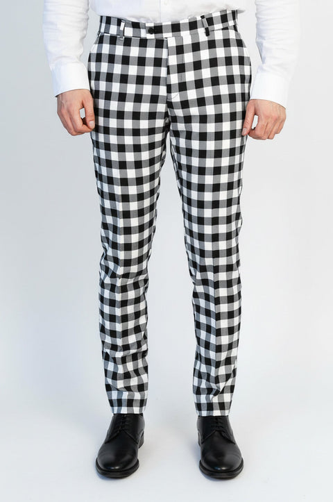 Slim Fit Checked Black Men Pants - Wessi