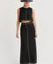 Kenzy Contrast Stitch Linen Maxi Skirt Black