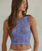 Knit Seamless Jacquard Round Neck Tank Top - Dark Periwinkle