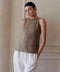 Knit Sweater Ramie Cotton See Through Tank Top Moss