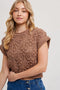 Knit Sweater Short Sleeved Pullover - MOCHA