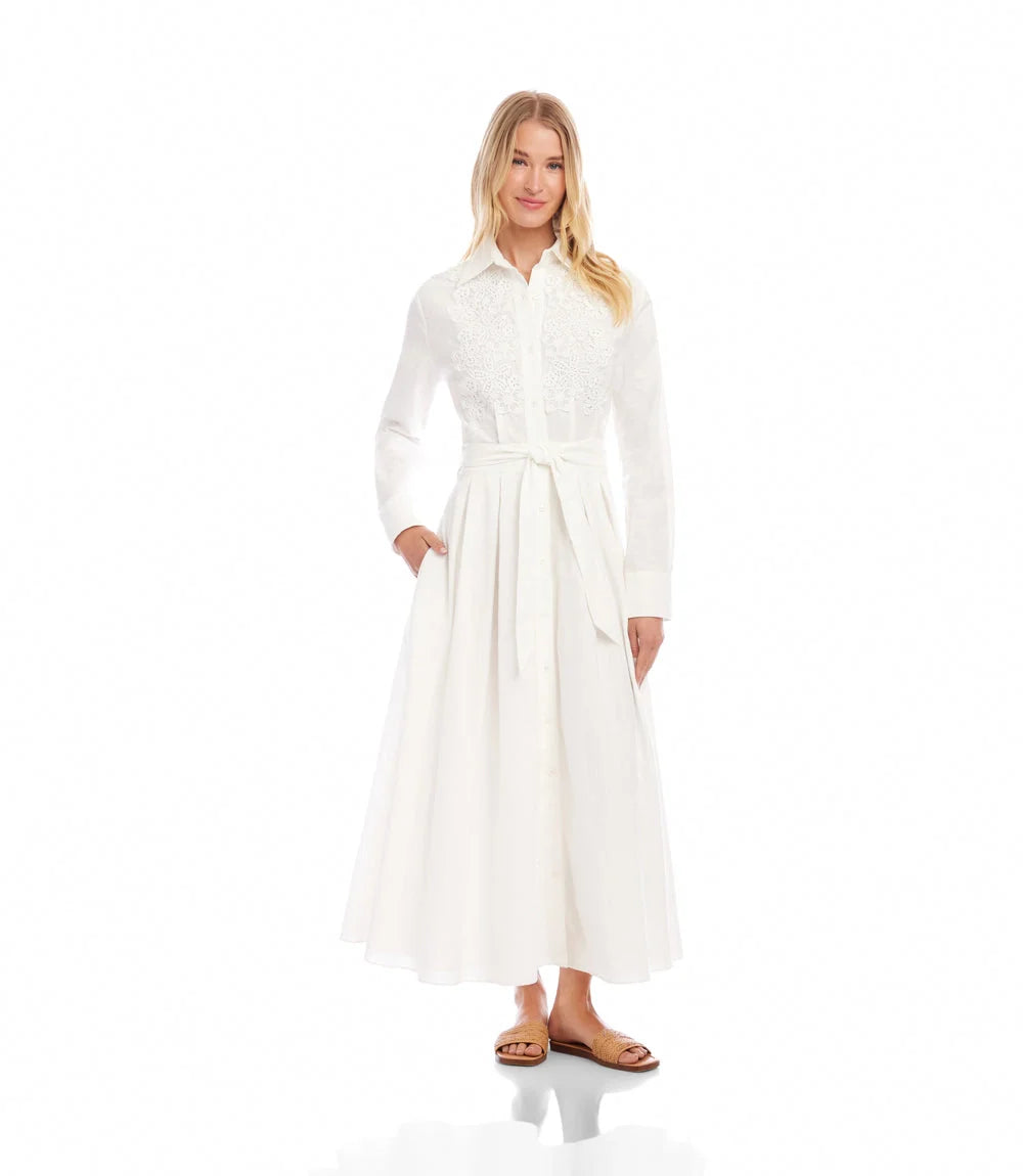 Lace Applique Midi Shirtdress