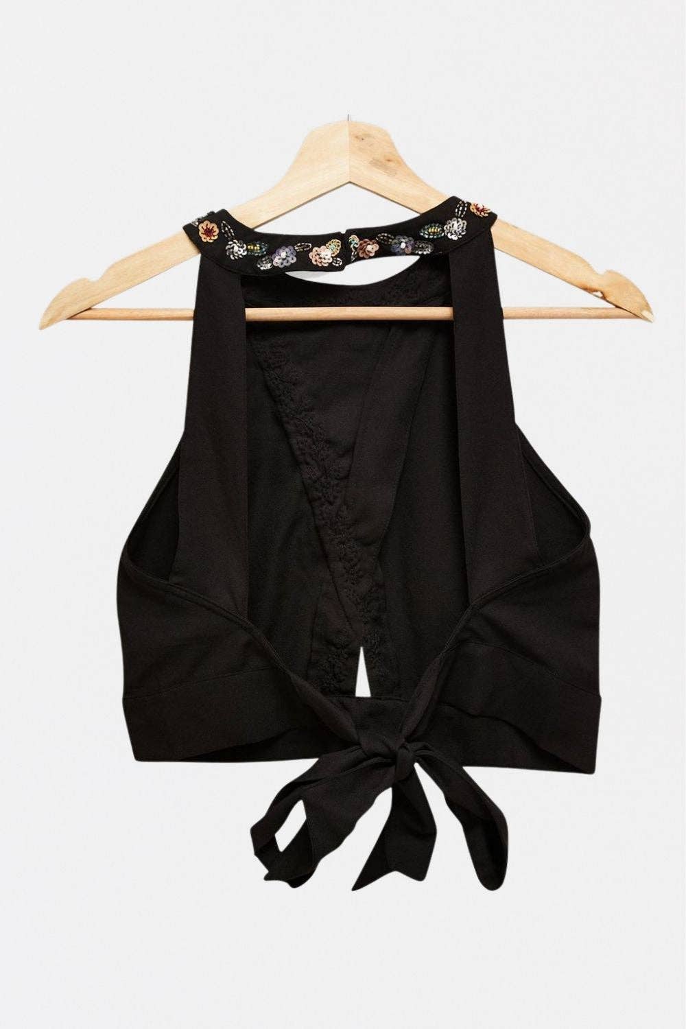 Lace & Beads - Roamine Wrap Top in Black