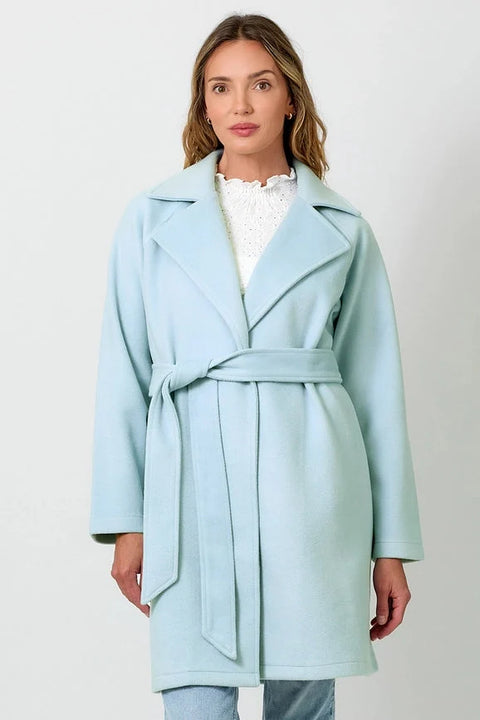 Lapel Collar Robe Coat - Blue Breeze