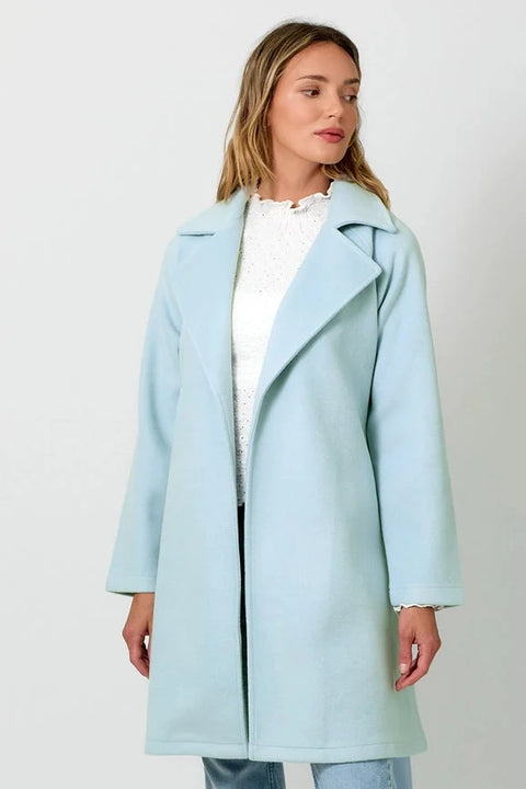 Lapel Collar Robe Coat - Blue Breeze