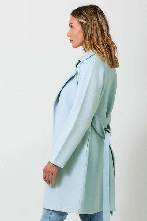 Lapel Collar Robe Coat - Blue Breeze