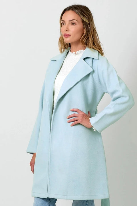 Lapel Collar Robe Coat - Blue Breeze