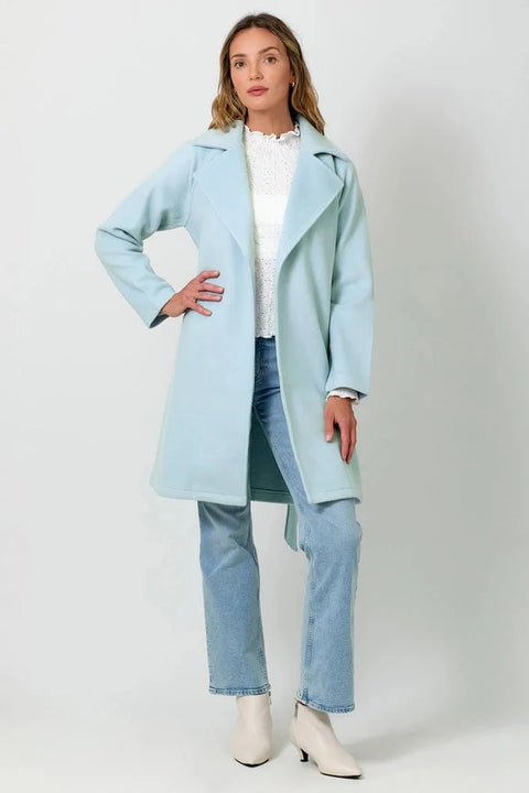 Lapel Collar Robe Coat - Blue Breeze