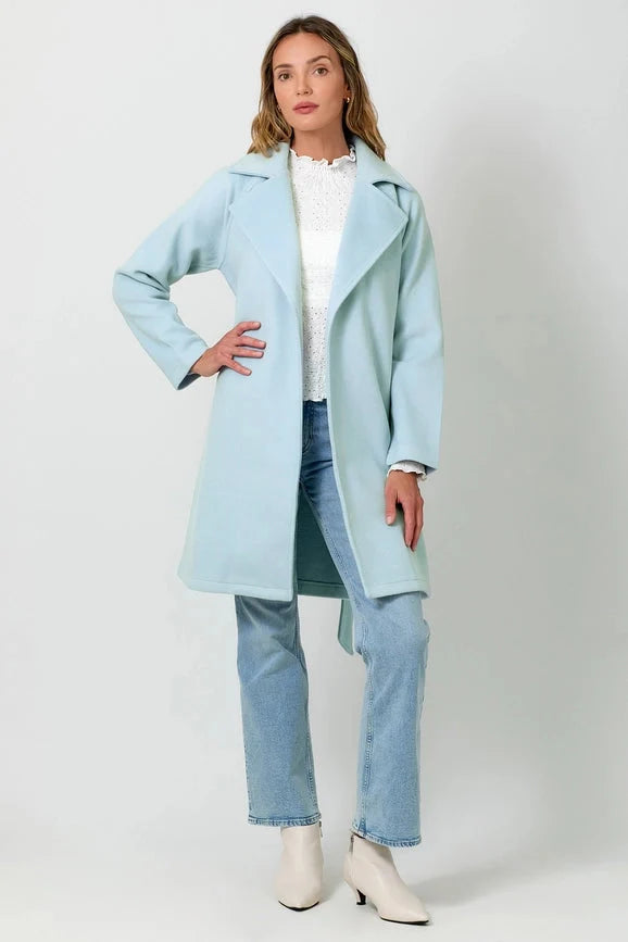 Lapel Collar Robe Coat - Blue Breeze
