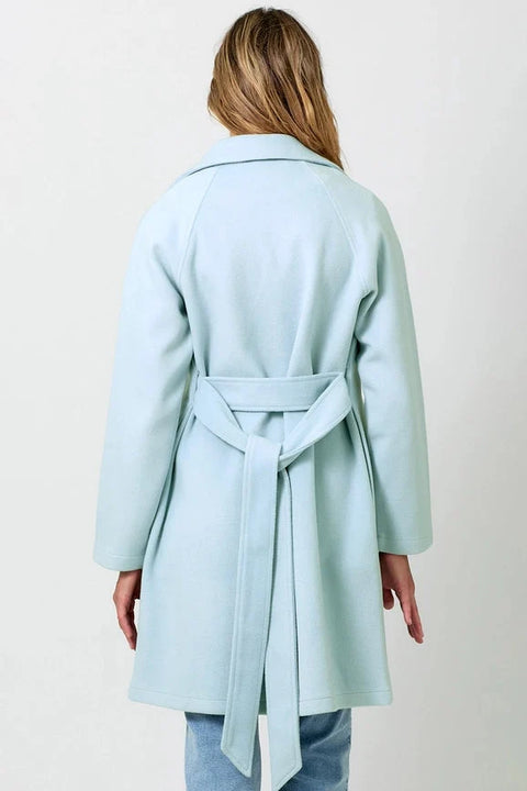 Lapel Collar Robe Coat - Blue Breeze