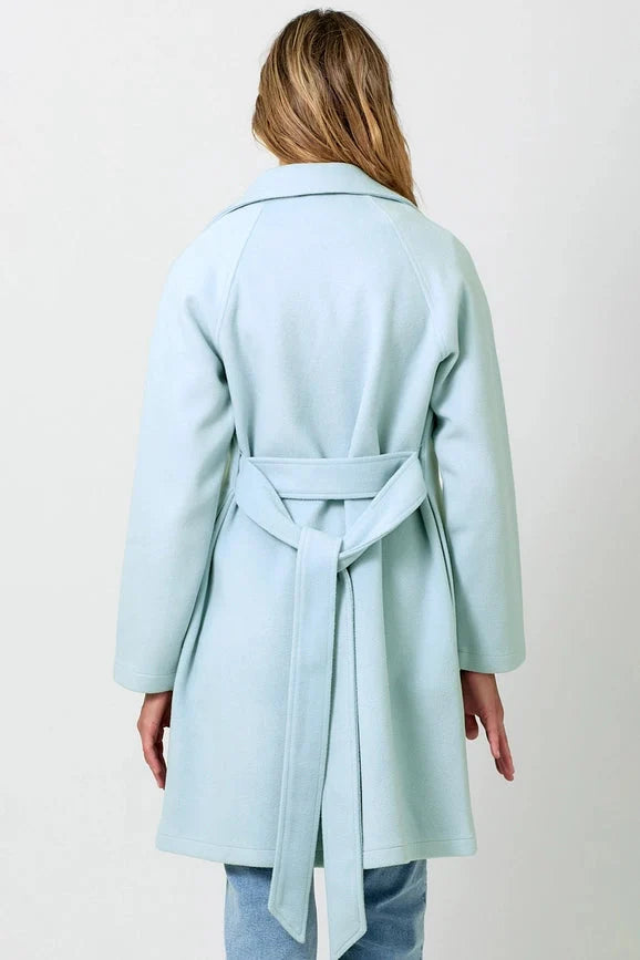 Lapel Collar Robe Coat - Blue Breeze