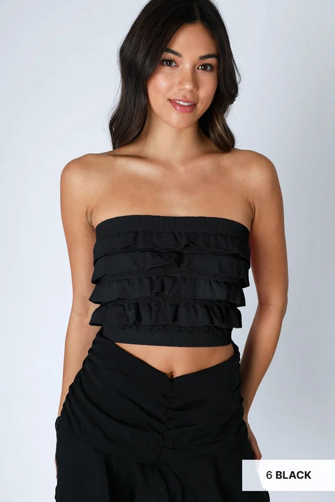 Layered Ruffle Tube Top
