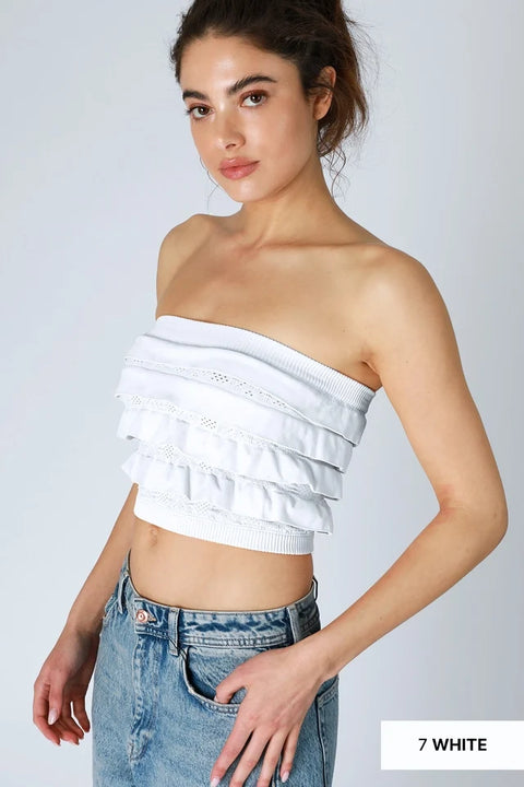 Layered Ruffle Tube Top