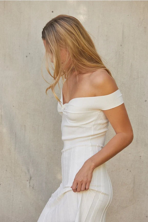 Leah Off Shoulder Crisscross Knit Dress for Women