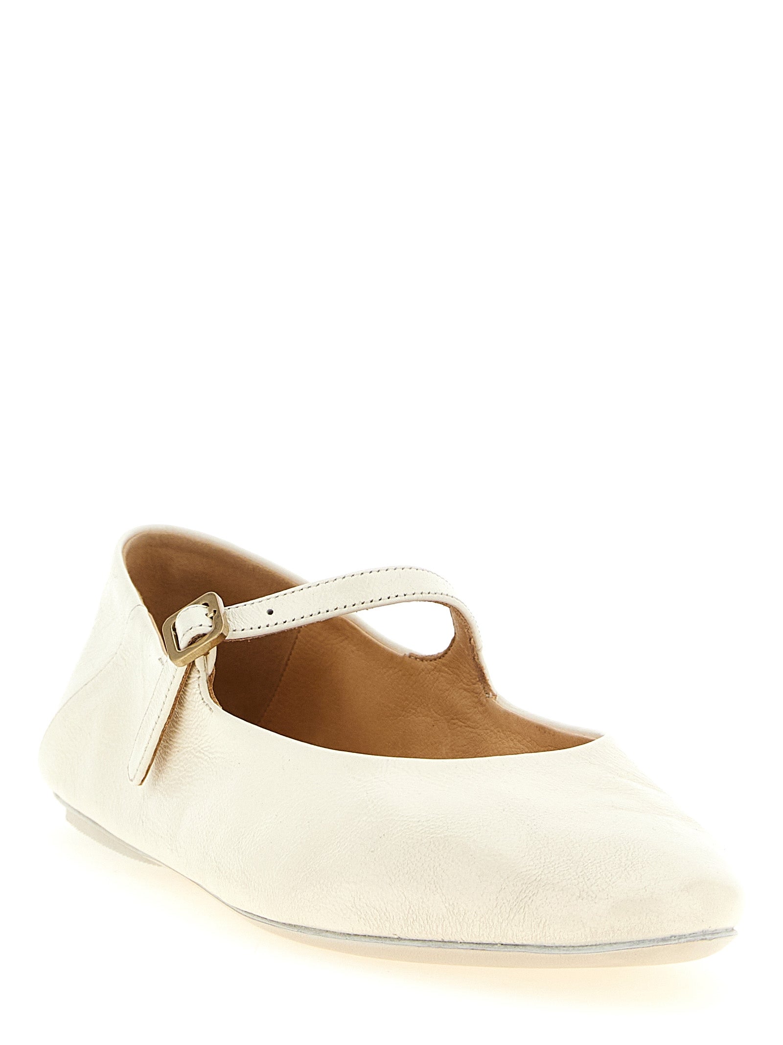 Leather Ballet Flats with Adjustable Comfort Strap