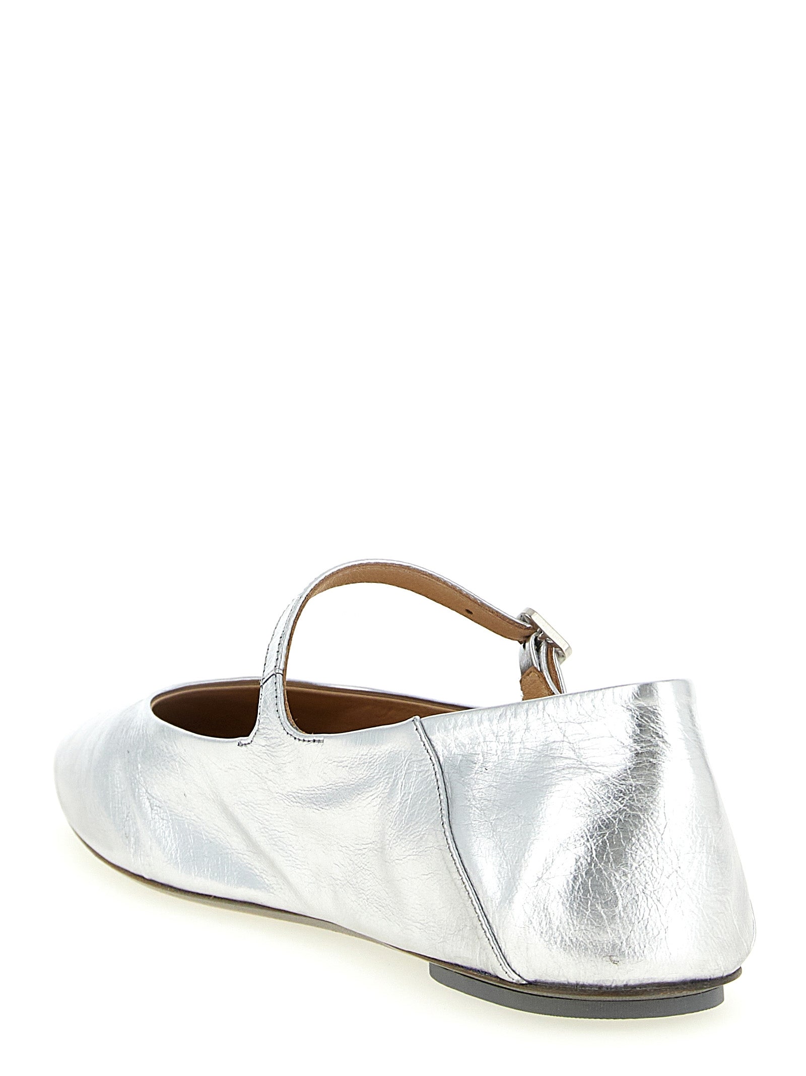 Leather Ballet Flats with Adjustable Strap