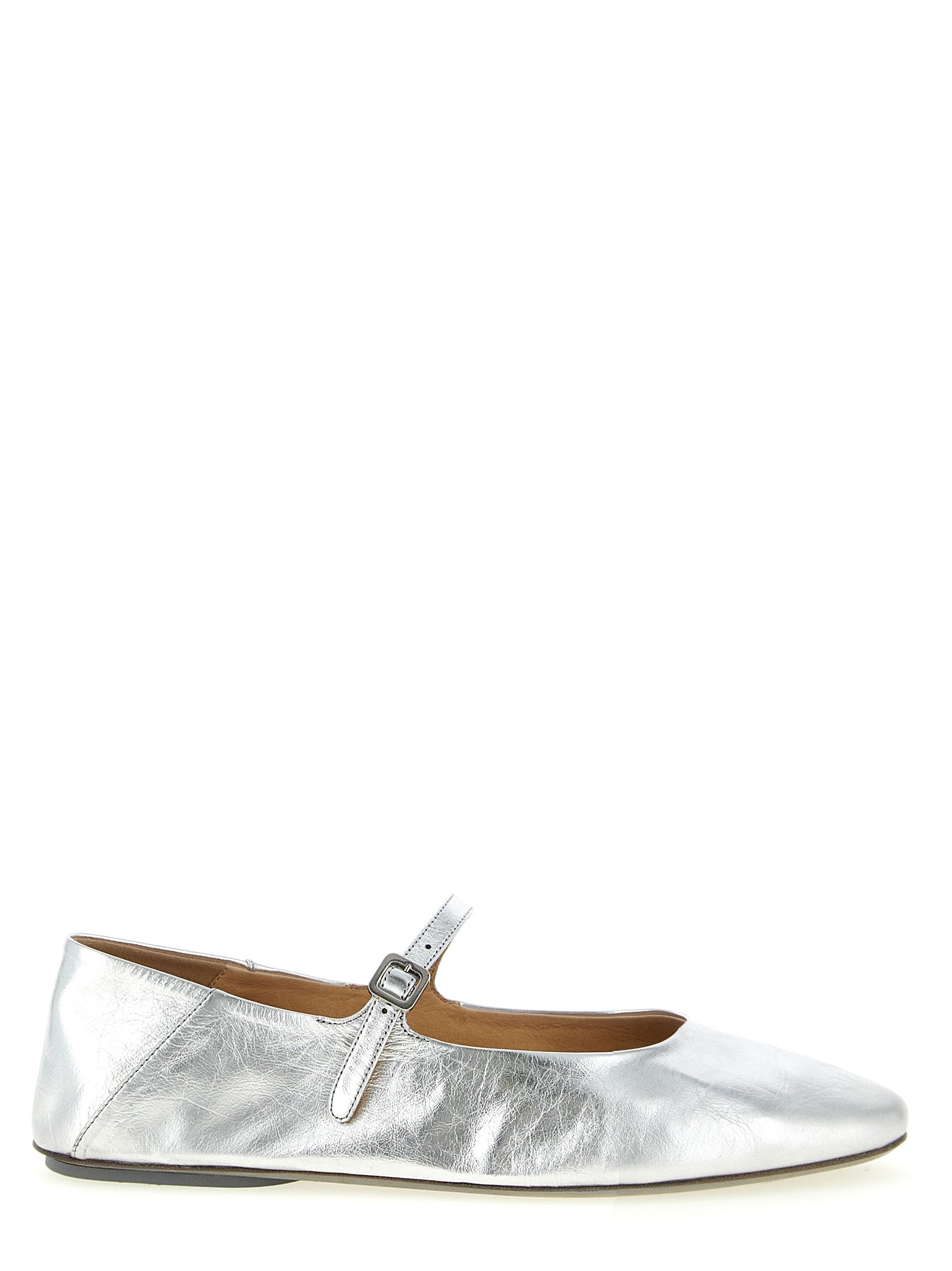 Leather Ballet Flats with Adjustable Strap