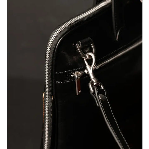 Leather Briefcase Laptop Bag - Brave New World Black