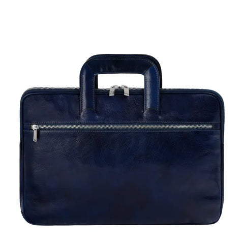 Leather Briefcase Laptop Bag - Brave New World Blue