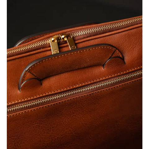Leather Briefcase Laptop Bag - Brave New World Cognac