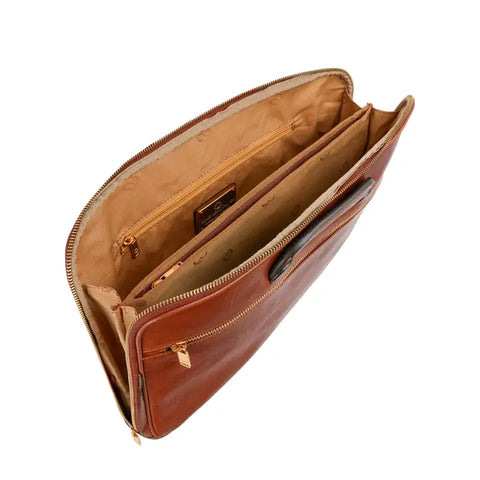 Leather Briefcase Laptop Bag - Brave New World Cognac