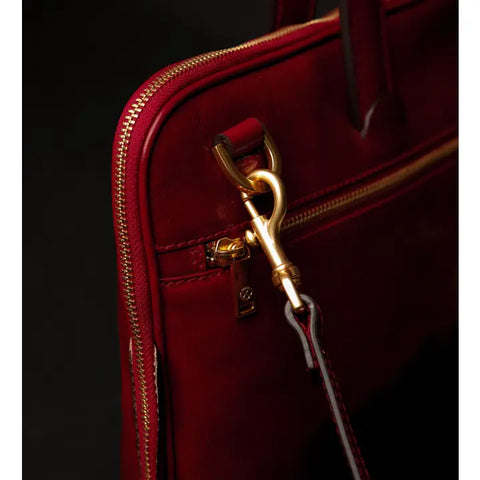 Leather Briefcase Laptop Bag - Brave New World Red