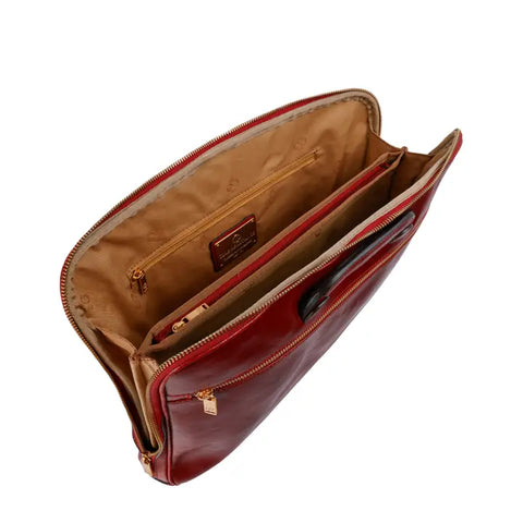Leather Briefcase Laptop Bag - Brave New World Red