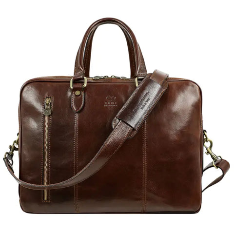 Leather Convertible Briefcase, Backpack - A Farewell To Arms Brown